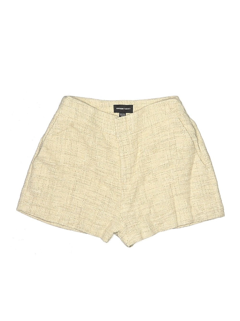 Fifteen Twenty Cream Tweed High-Waist Shorts